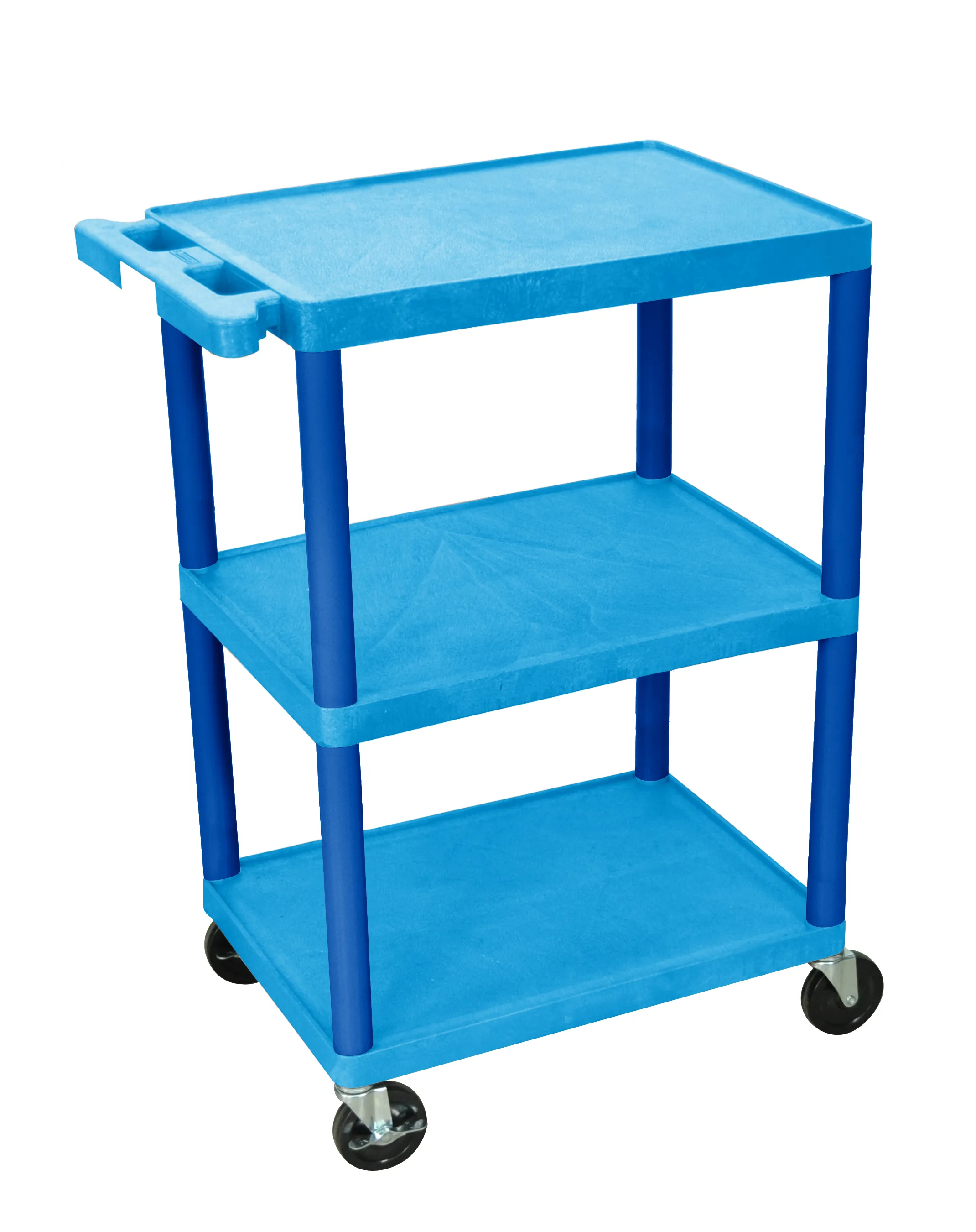 Luxor - STC222BU - Plastic 3 Shelf Utility Tub Cart - Blue