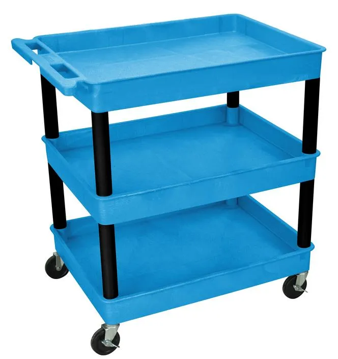 Luxor - BUTC111BK - Plastic 3 Shelf Utility Tub Cart - Blue