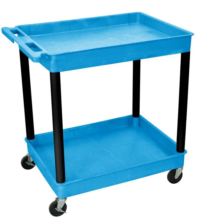 Luxor - BUTC11BK - Plastic 2 Shelf Utility Tub Cart - Blue