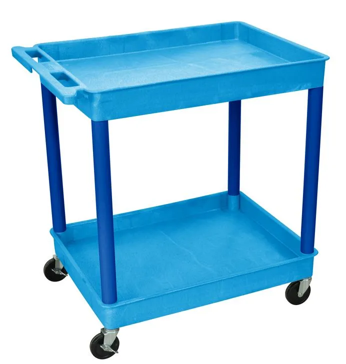 Luxor - TC11BU - Plastic 2 Shelf Utility Tub Cart - Blue