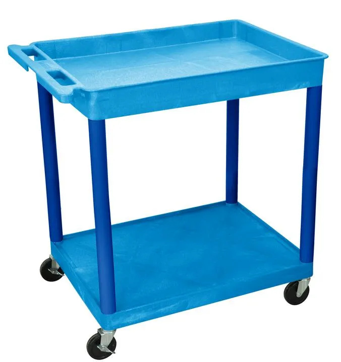 Luxor - TC12BU - Plastic 2 Shelf Utility Tub Cart - Blue