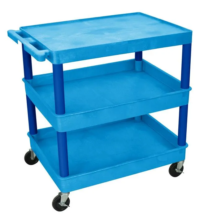 Luxor - TC211BU - Plastic 3 Shelf Utility Tub Cart - Blue