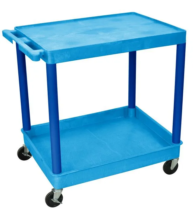 Luxor - TC21BU - Plastic 2 Shelf Utility Tub Cart - Blue