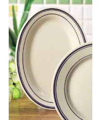 C.A.C. China BLU-34 - Blue Line Platter 9-3/8" - (2 Dozen per Case)