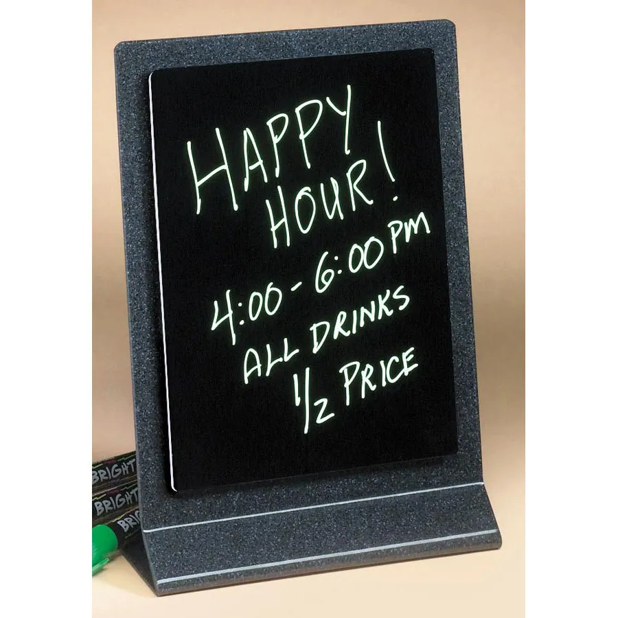 Universal 993-17 - Cal Mil Granite Look Write On Tabletop Sign Board w/ Black Marker Board