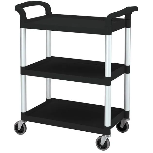 Cambro BC331KDL12-110 - Unassembled Black Three Shelf Utility Cart (12 per Case) 