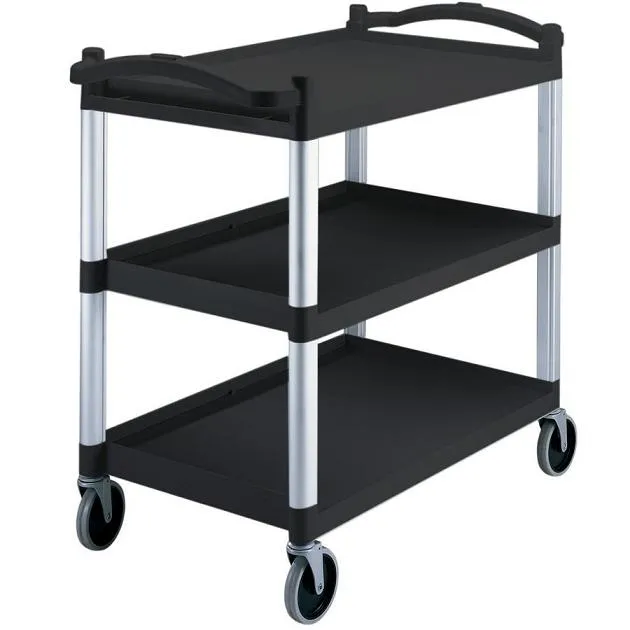 Cambro BC340KDL8-110 - Unassembled Black Three Shelf Utility Cart (12 per Case) 