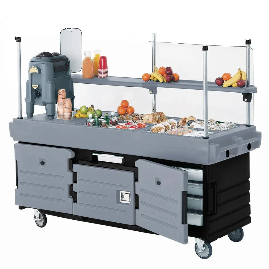 Cambro KVC854-426 - CamKiosk Black Base with Granite Gray Doors Vending Cart w/ Pan Wells 