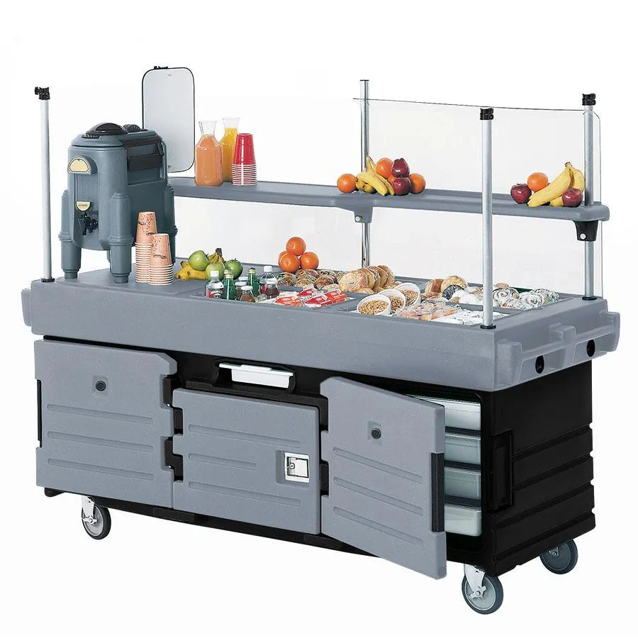 Cambro KVC856-426 - CamKiosk Black Base with Granite Gray Doors Vending Cart w/ Pan Wells 