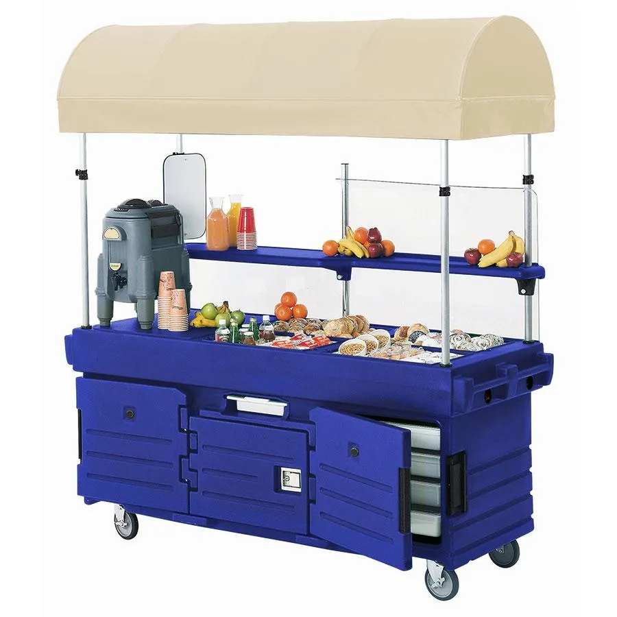 Cambro KVC856C-186 - CamKiosk Navy Blue Vending Cart w/ Pan Wells and Canopy 