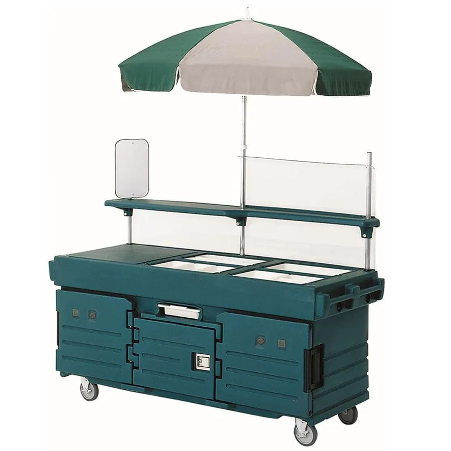 Cambro KVC856U-192 - CamKiosk Granite Green Vending Cart w/ Pan Wells and Umbrella 