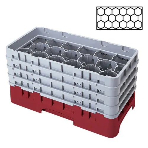 Cambro 17HS1114-416 - 17-Compartment Half-Size Stemware & Tumbler Glass Rack - Camrack (2 per Case) 