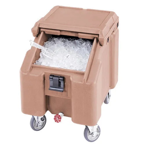 Cambro ICS100L4S-157 - 100 lb. Capacity - Sliding Lid Portable Ice Bin  - Peach