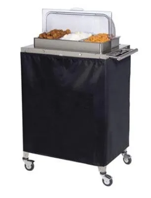 Cadco - CBC3RT - Triple Buffet Warming Cart w/ Clear Rolltop Lids