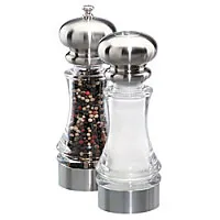 Chef Specialties 96851 - Lehigh Matte Chrome Acrylic Finish Pepper Mill/Salt Shaker Set 7" 