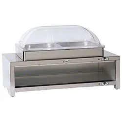 Cadco - CMLBC2RT - Stainless Steel Warming Cabinet w/ Buffet Server w/ Clear Roll-top Lid