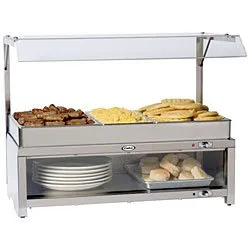 Cadco - CMLBCSG - Stainless Steel Warming Cabinet w/ Sneeze Guard & Buffet Server Top