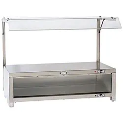 Cadco - CMLWCSG - Stainless Steel Warming Cabinet w/ Sneeze Guard & Warming Shelf Top