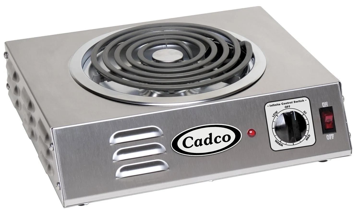 Cadco - CSR-3T - Single Hi-Power Stainless Steel Hot Plate - 8"