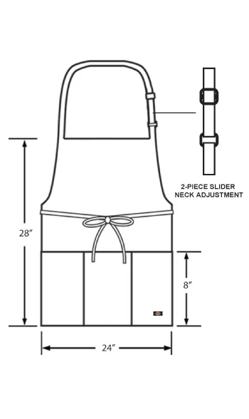 Dickies Chef DC512 - Bib Apron - Adjustable - 3 Pockets