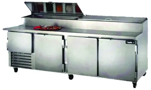 Leader ESPT96-M - Four Door 96" Pizza Prep Table - NSF Certified - Marble Top