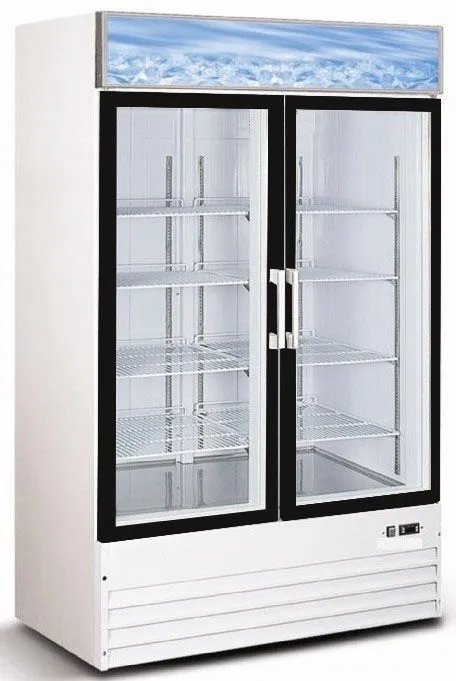 Universal G1.2BM2F 54” Swing Glass Door Reach In Refrigerator Merchandiser