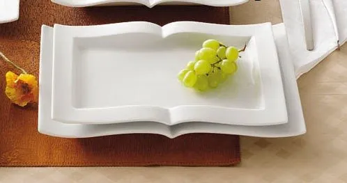 C.A.C. China GBK-12 Goldbook Book-Shaped China Serving Platter 10-1/4" - (2 Dozen per Case)