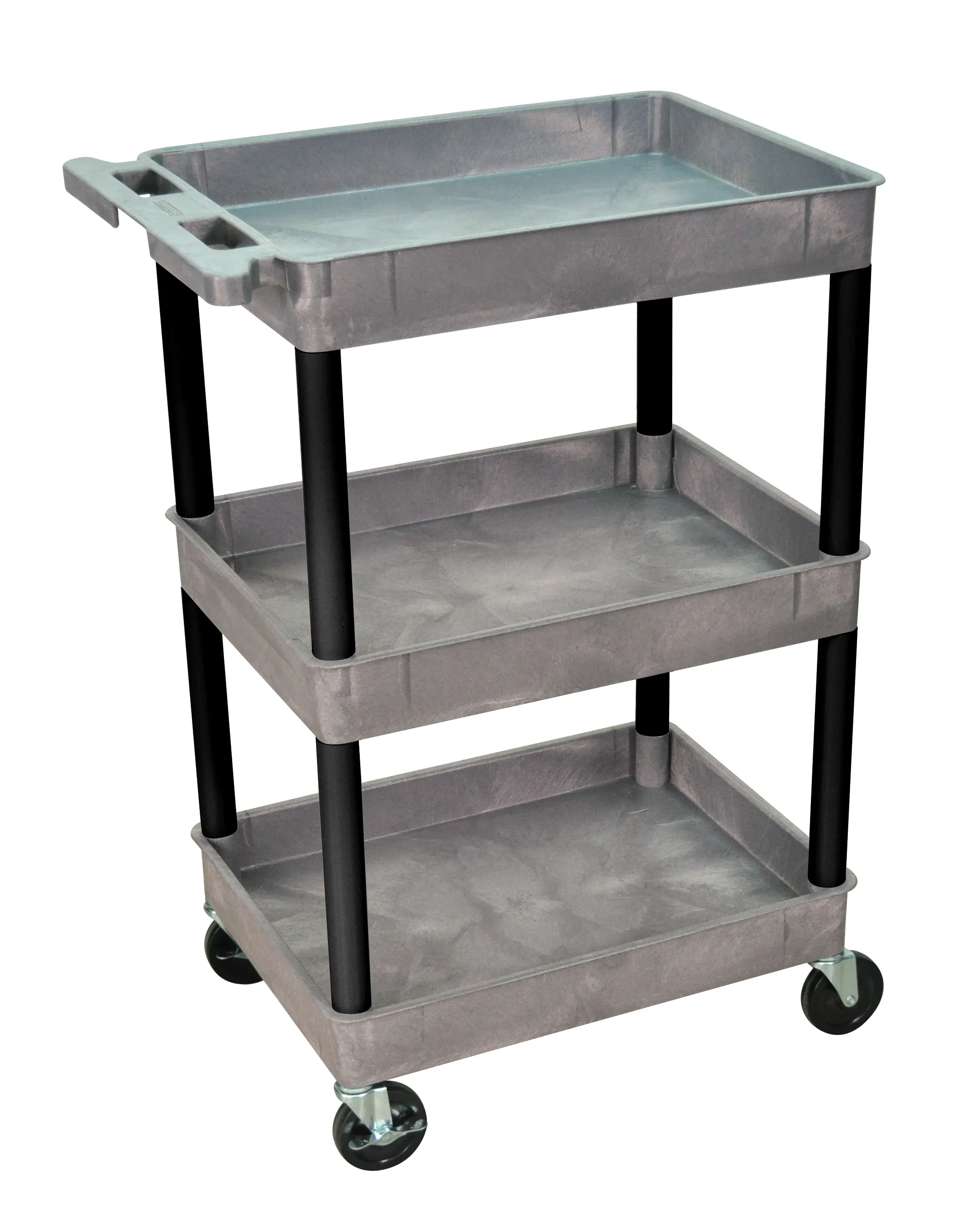 Luxor - GYSTC111BK - Plastic 3 Shelf Utility Tub Cart - Gray