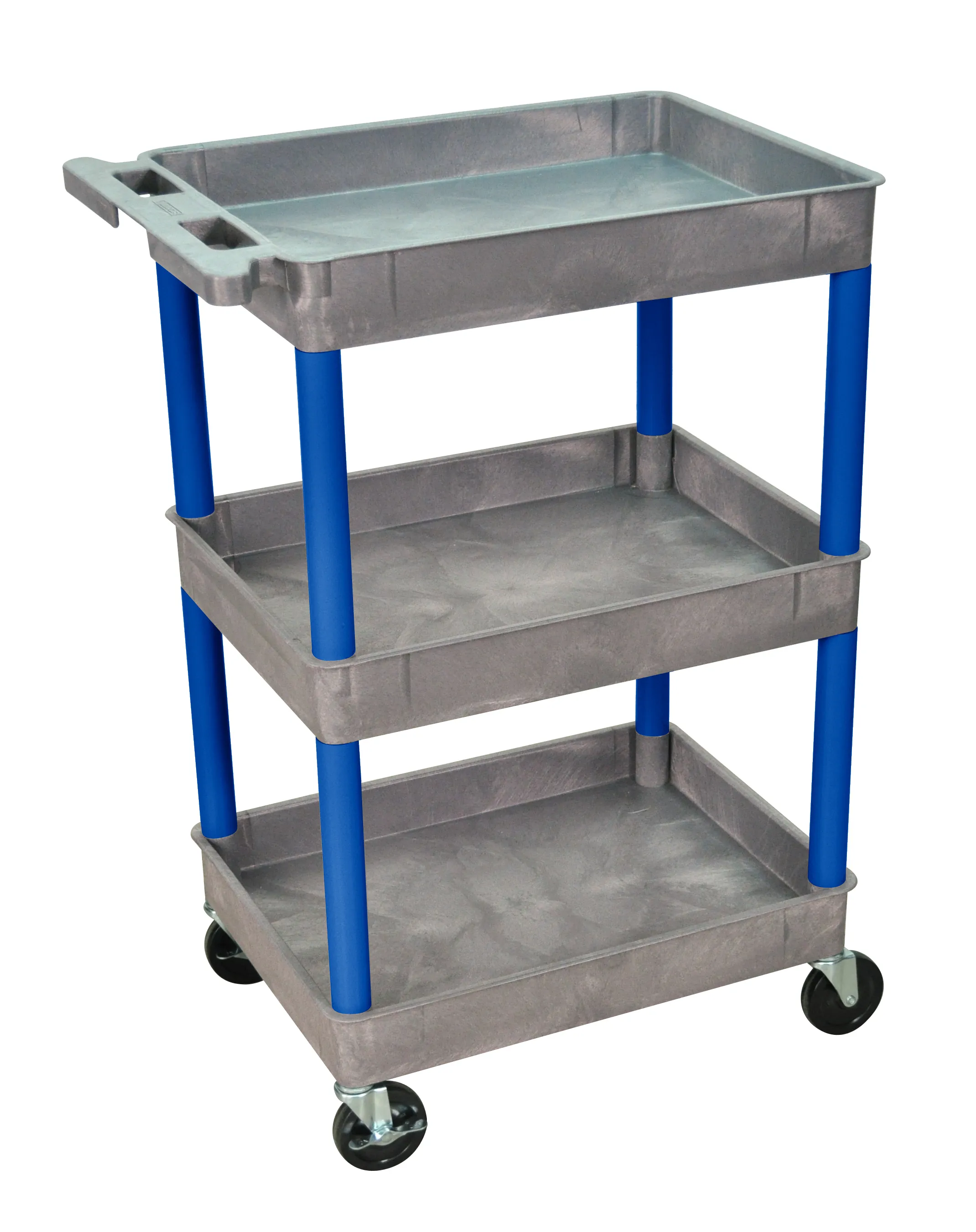 Luxor GYSTC111BU - Plastic 3 Shelf Utility Tub Cart - Gray