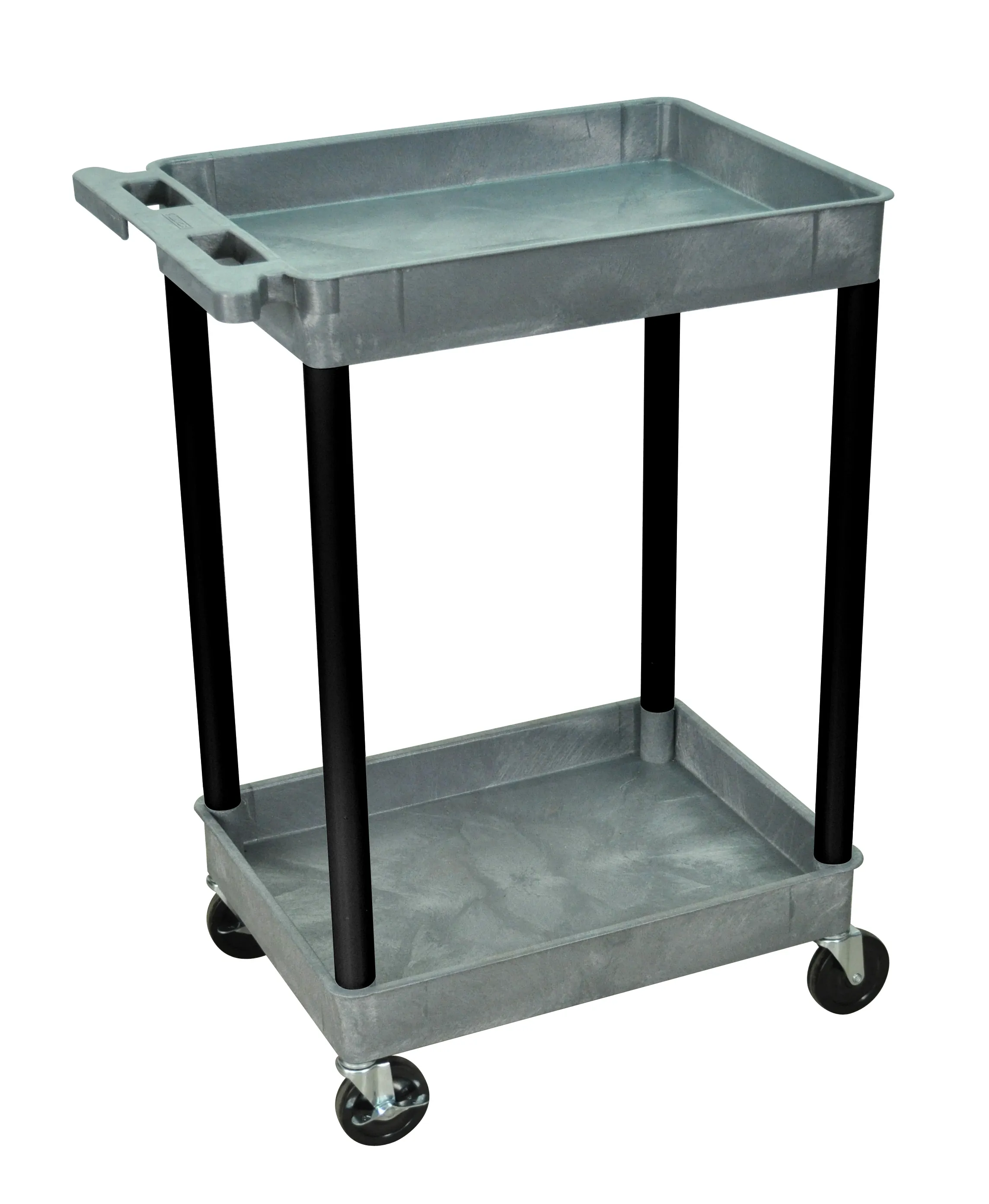 Luxor GYSTC11BK - Plastic 2 Shelf Utility Tub Cart - Gray