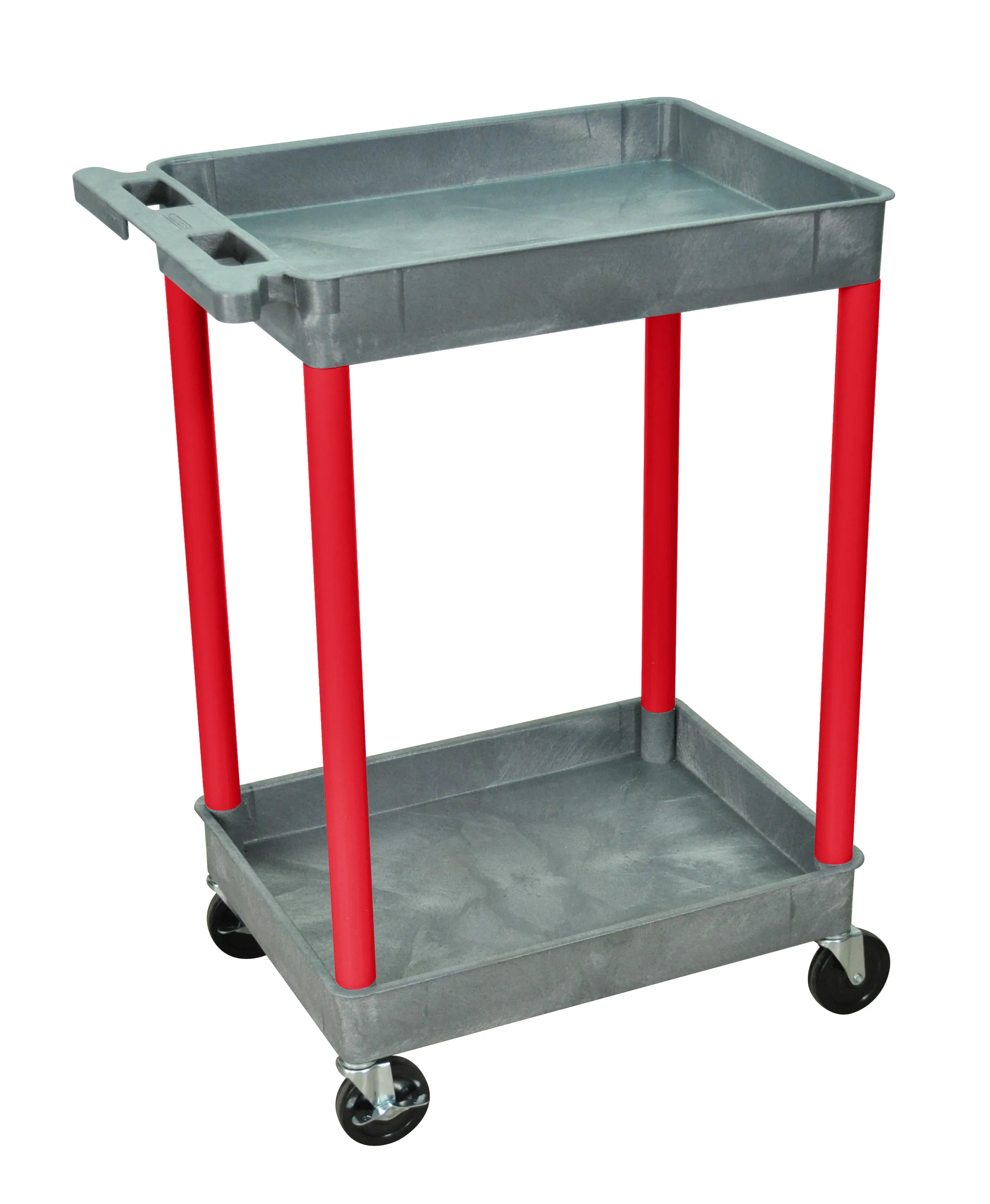 Luxor GYSTC11RD - Plastic 2 Shelf Utility Tub Cart - Gray