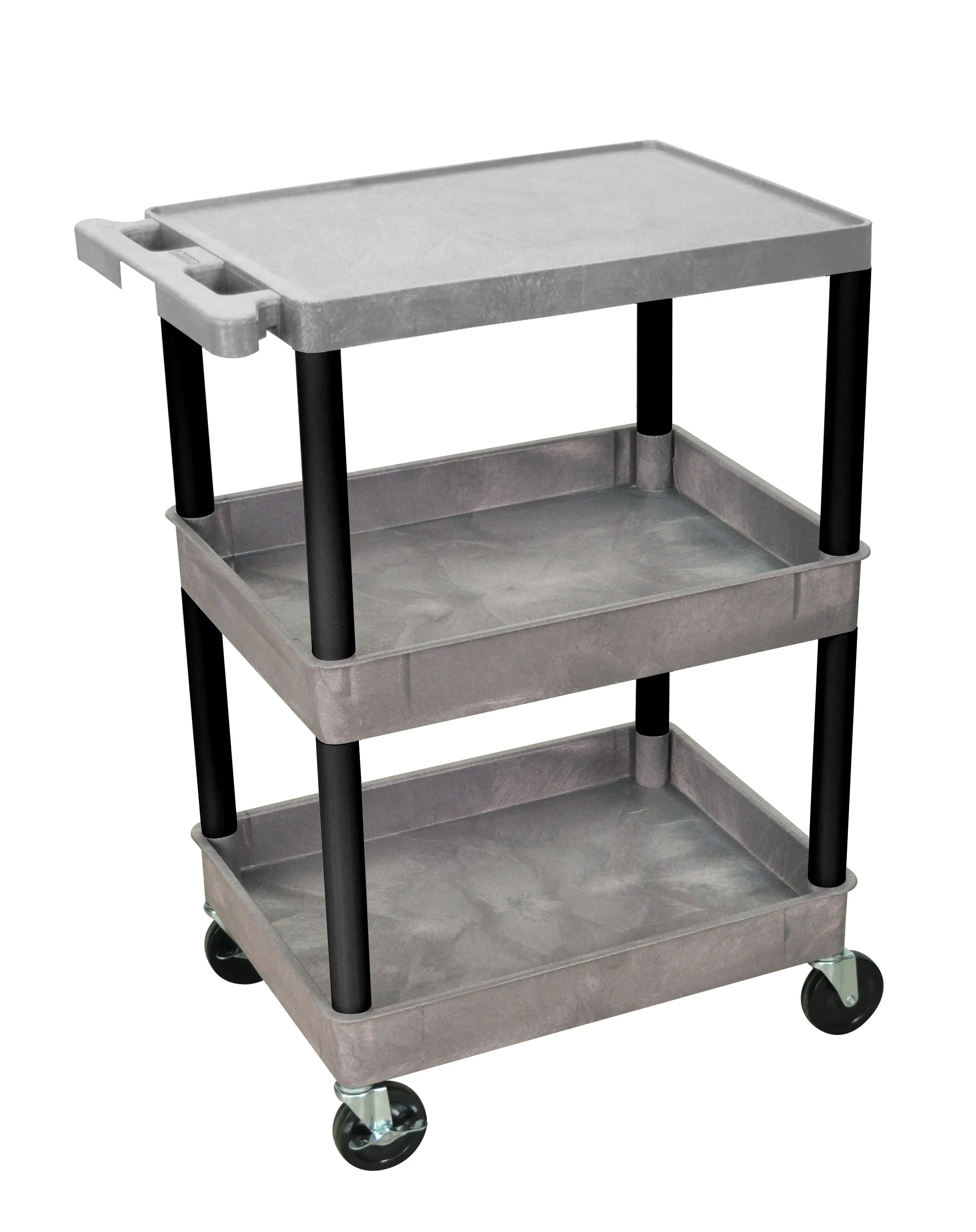 Luxor - GYSTC211BK - Plastic 3 Shelf Utility Tub Cart - Gray