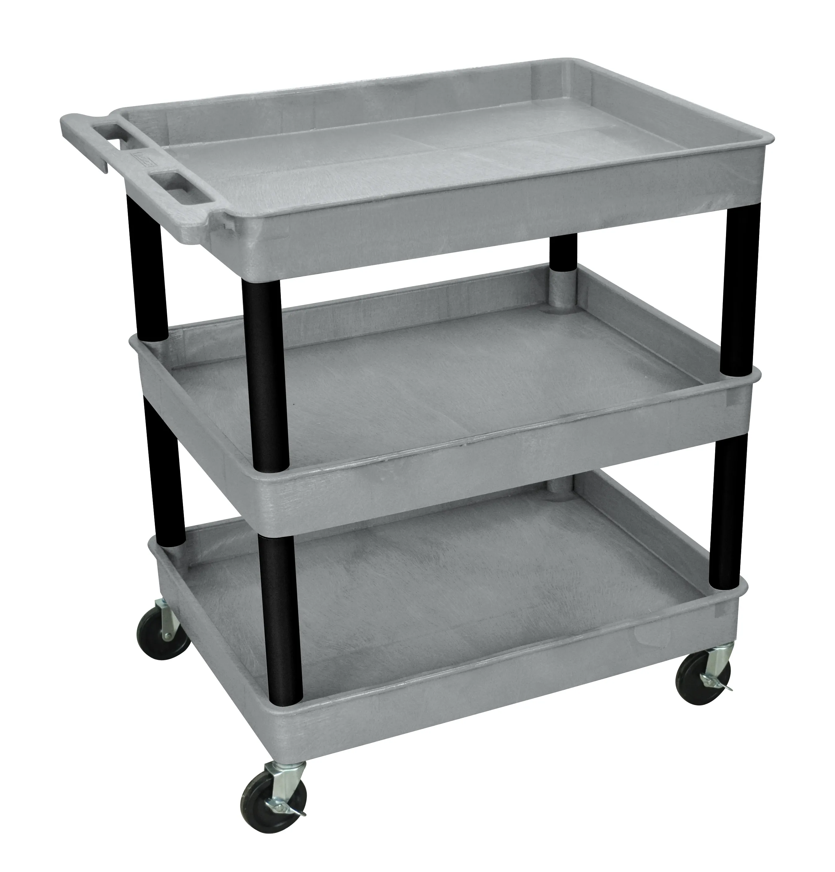 Luxor - GYTC111BK - Plastic 3 Shelf Utility Tub Cart - Gray