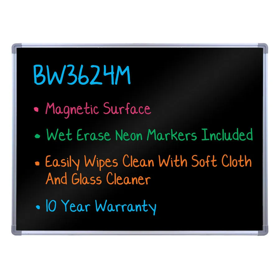 Universal BW3624M - H. Wilson Wall-Mounted Magnetic Black Board w/ Aluminum Frame - 36" x 24"