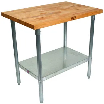 John Boos JNS02 - 48" X 24" Butcher Block Work Table W/ Galvanized Under Shelf