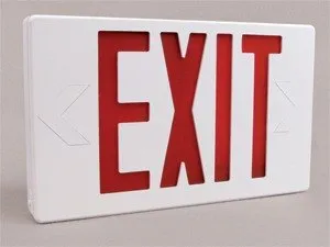 Universal 695XPRWBB - Lighted Exit Sign with Illuminated Double Face, Red Letters and Battery Backup (120V)