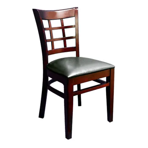 Universal 164CWINBKMAH - Mahogany Wooden Window Back Chair with 1 1/2" Padded Seat