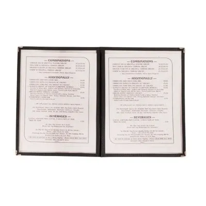 Update International MCV-2BK - 9.25" x 12" Double Fold Black Menu Cover