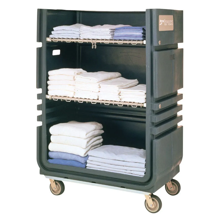 Universal CLT48A - MetroTrux Convertible Linen Truck / Cart 48 Cubic Ft. Capacity - 2 Fixed & 2 Swivel Casters w/ 2 Folding Wire Shelves