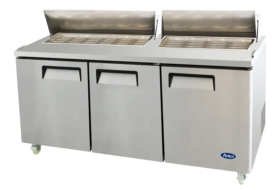 Atosa MSF8308 - 72" Mega Top Refrigerated Salad / Sandwich Prep Table - 3 Doors