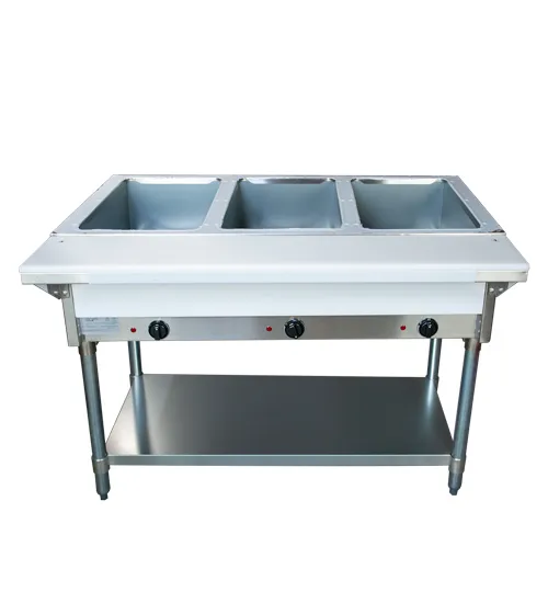 Universal NH-3-120 - Electric 3 Pan Open Well Steam Table with Undershelf- Thermostatic Controls