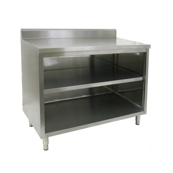 30" X 96" Stainless Steel Cabinet - Open Front - w/ Backsplash