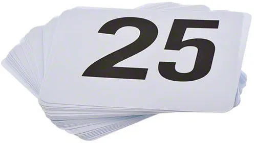 Update International PTN4/1-25 - Plastic Table Numbers