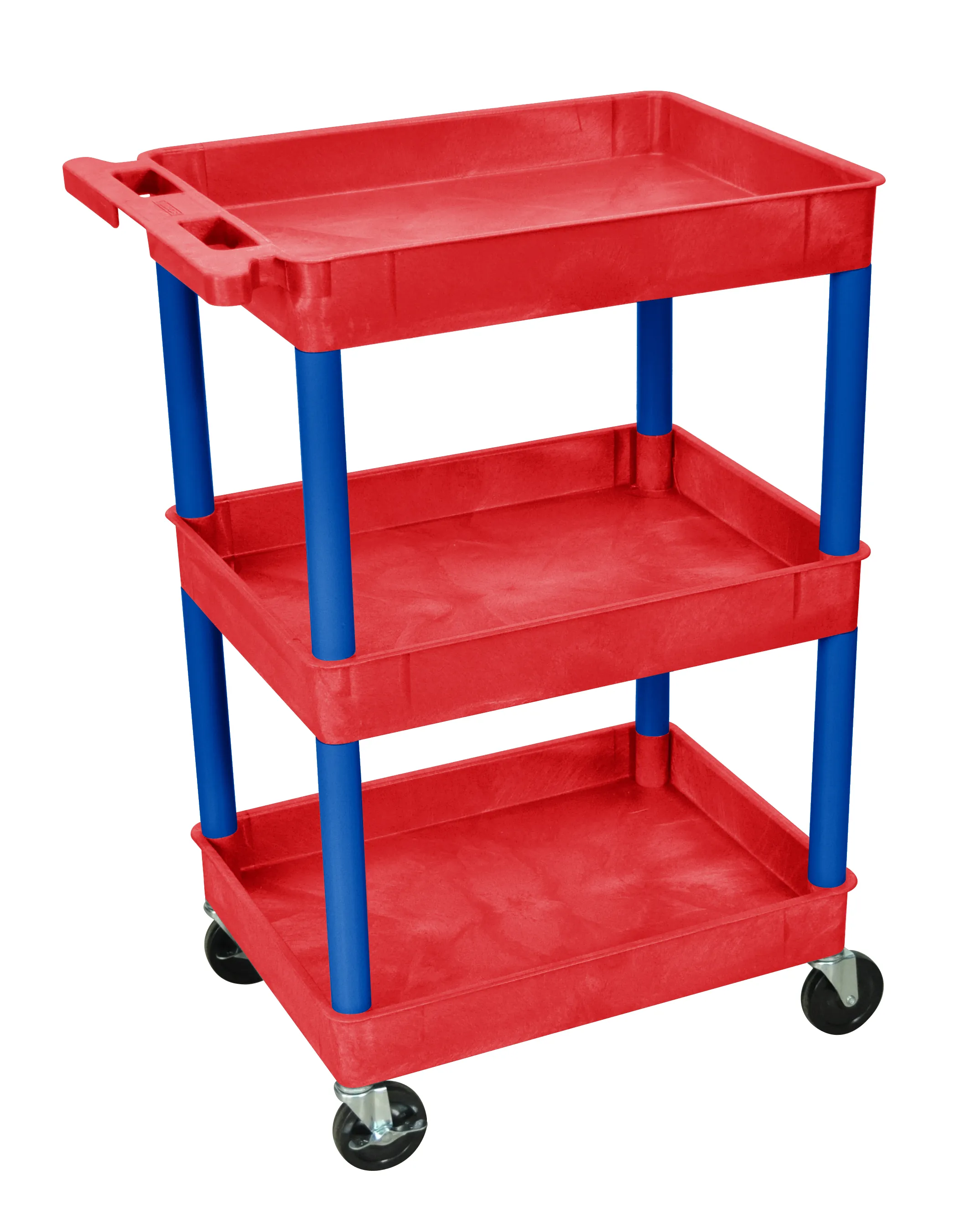 Luxor - RDSTC111BU - Plastic 3 Shelf Utility Tub Cart - Red