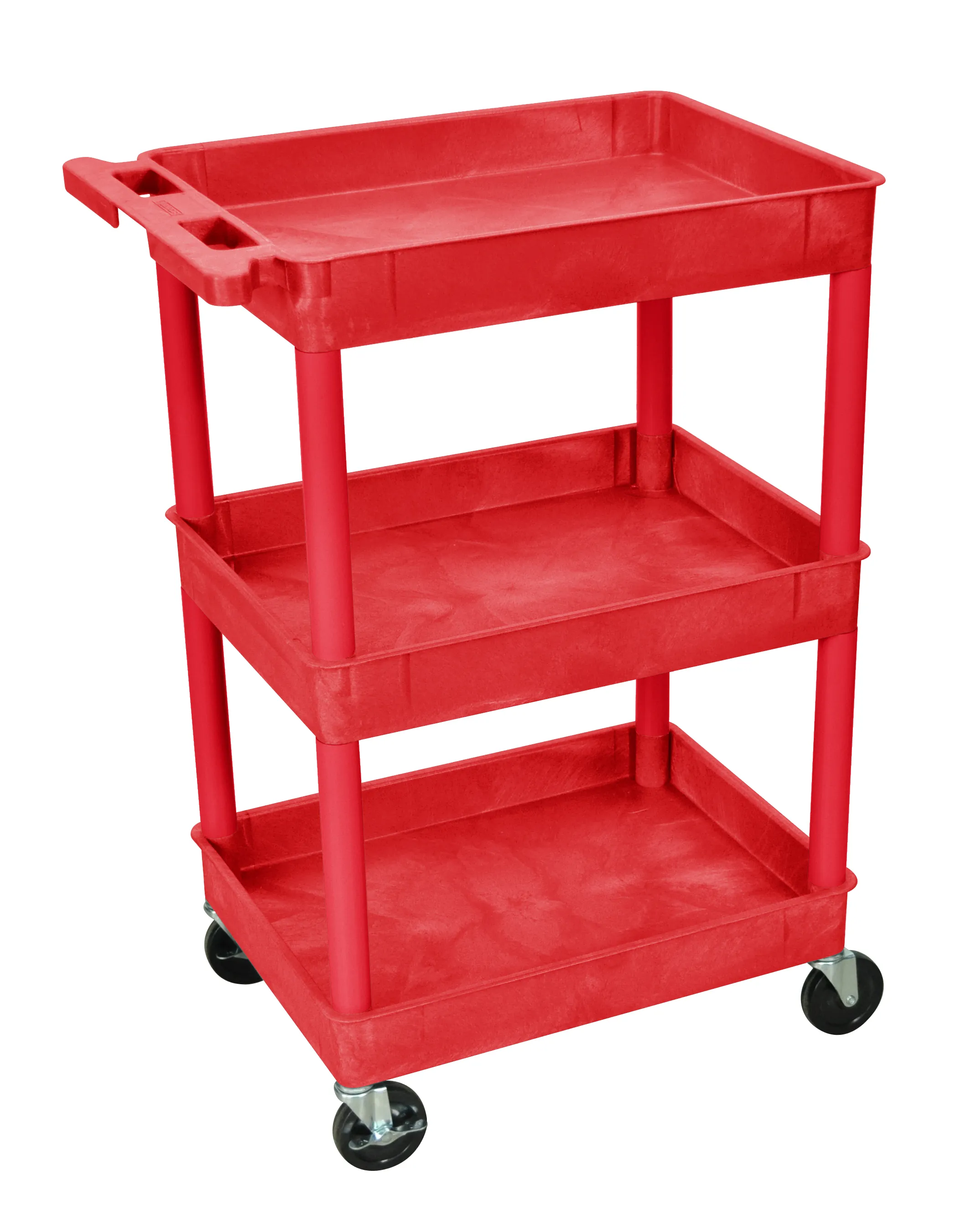 Luxor STC111RD - Plastic 3 Shelf Utility Tub Cart - Red