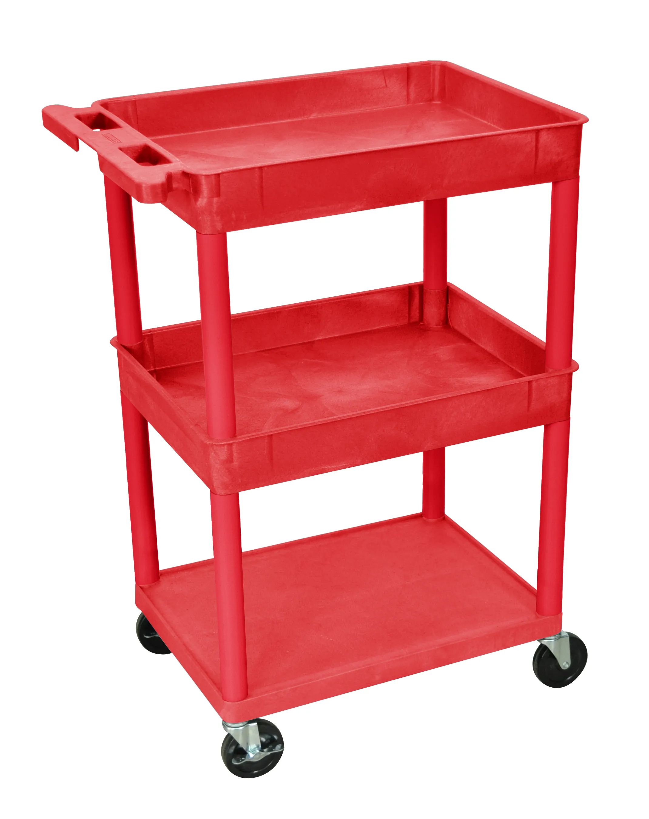 Luxor STC112RD - Plastic 3 Shelf Utility Tub Cart - Red