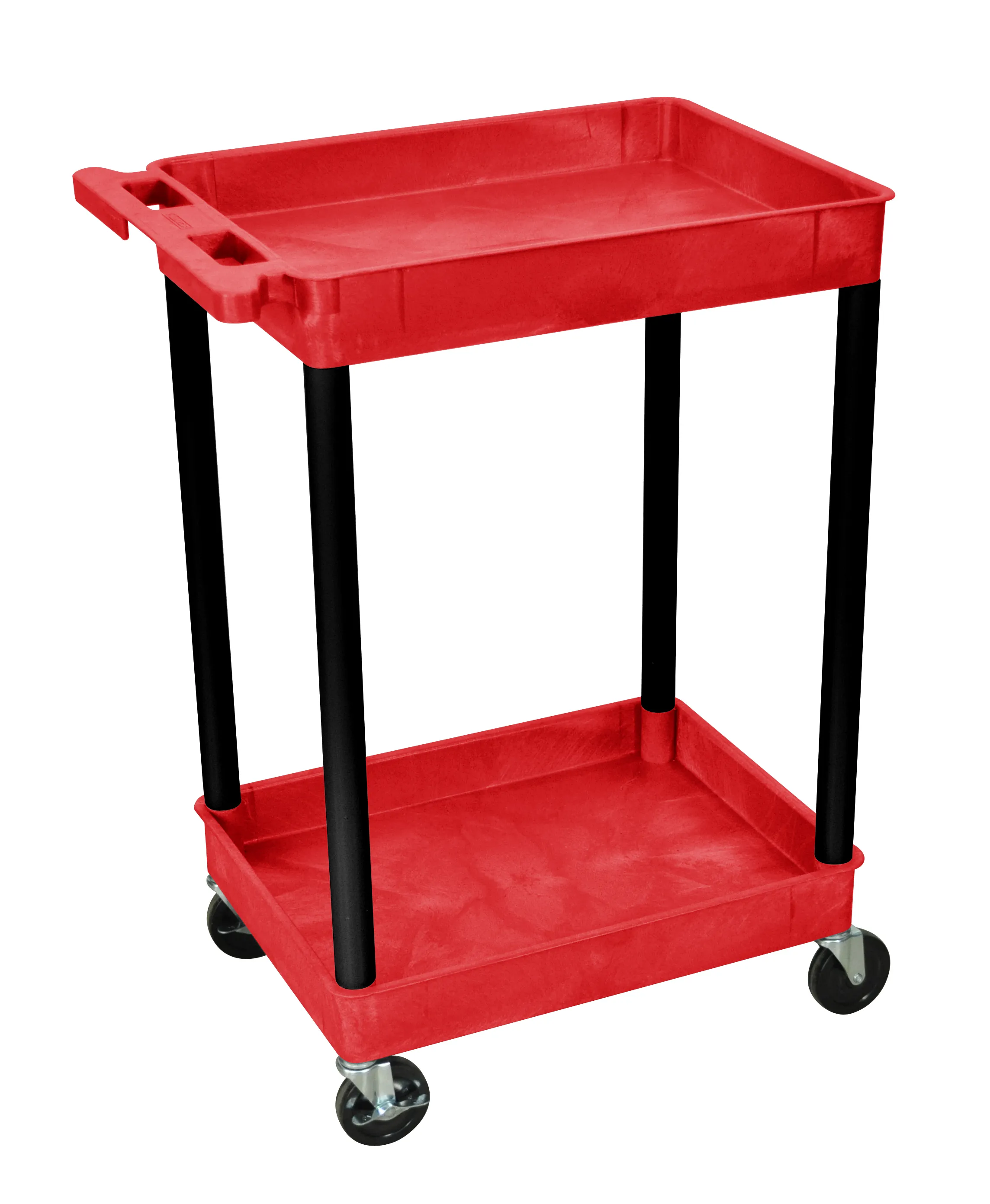 Luxor - RDSTC11BK - Plastic 2 Shelf Utility Tub Cart - Red