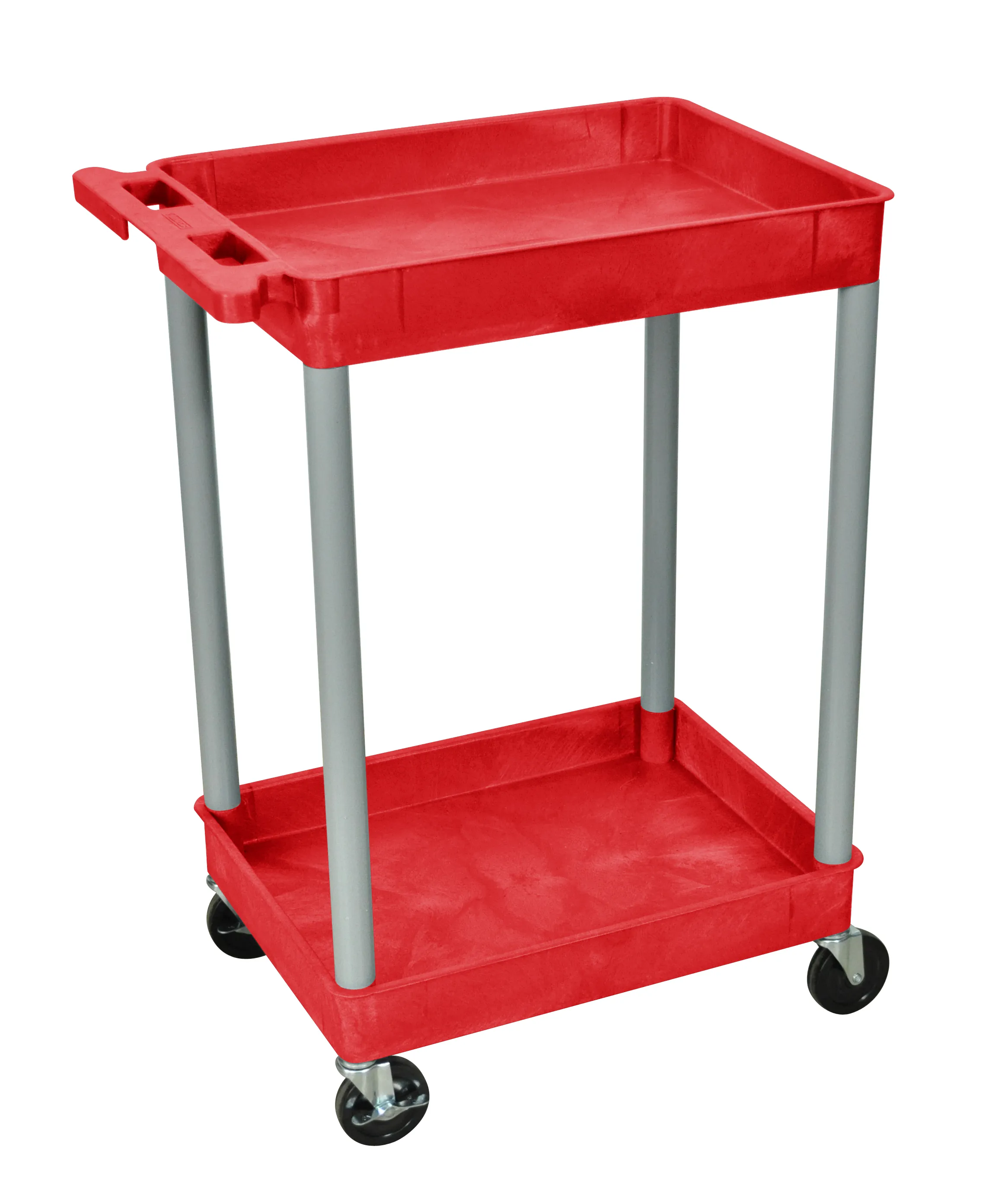 Luxor - RDSTC11GY - Plastic 2 Shelf Utility Tub Cart - Red