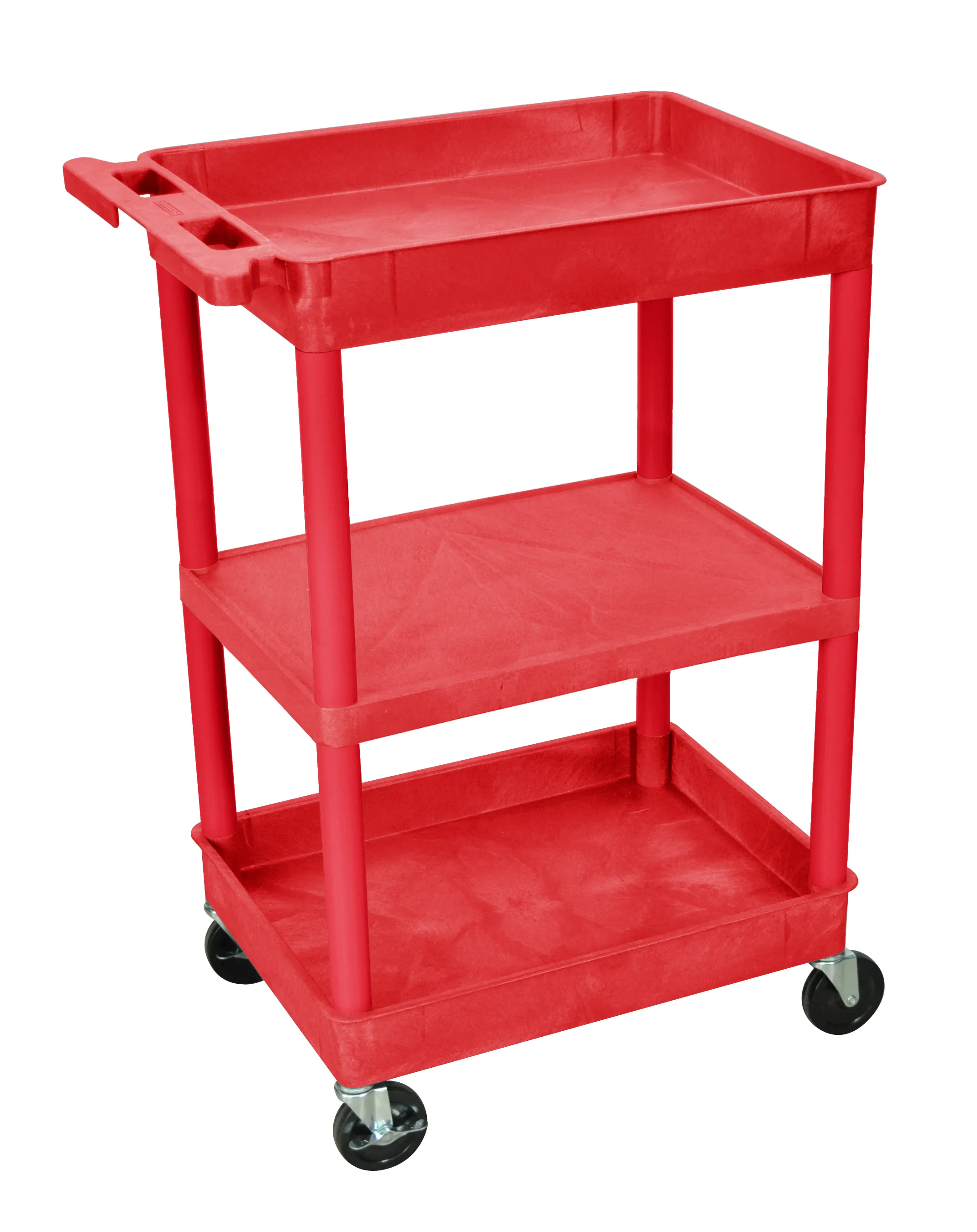 Luxor STC121RD - Plastic 3 Shelf Utility Tub Cart - Red