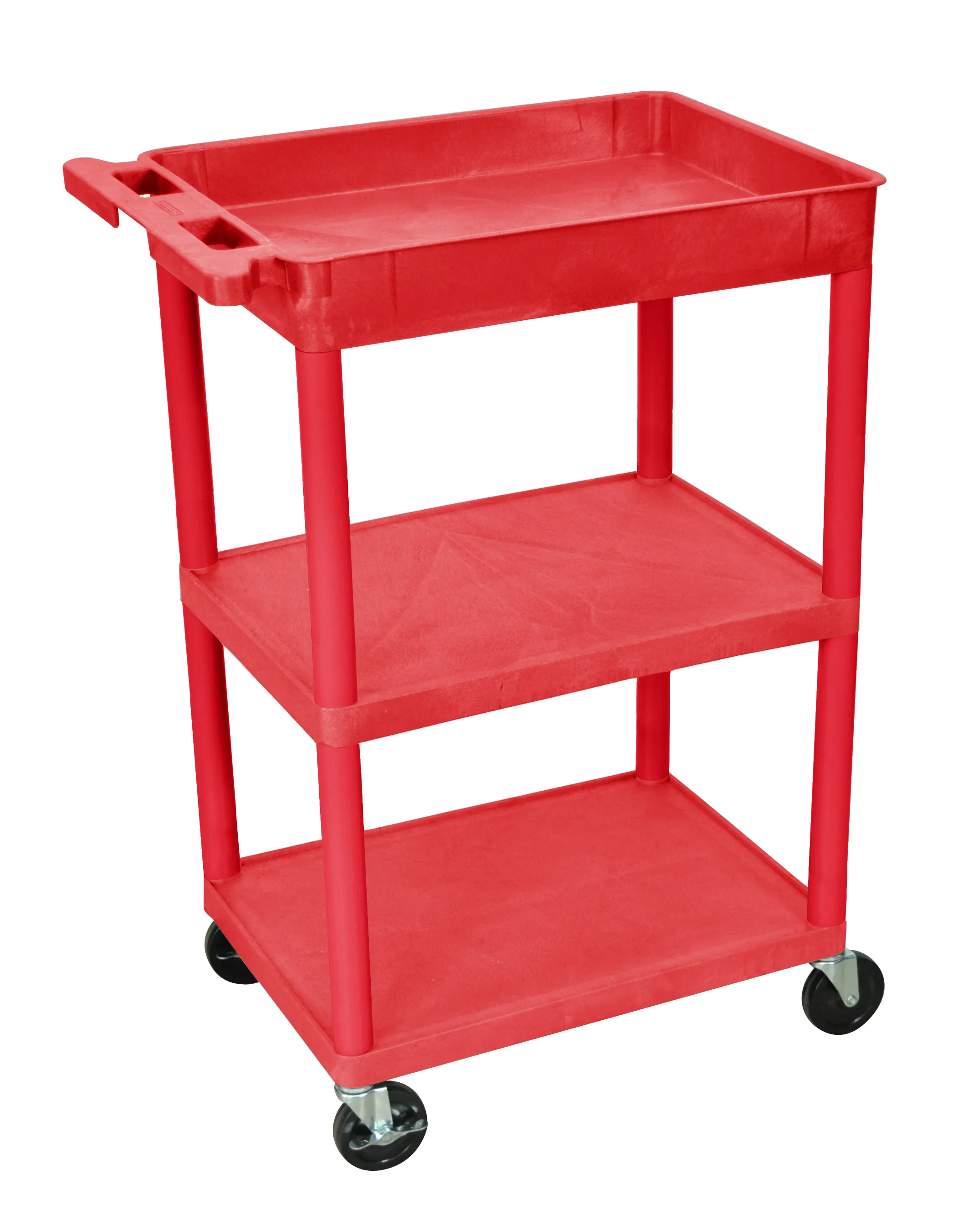 Luxor - STC122RD - Plastic 3 Shelf Utility Tub Cart - Red